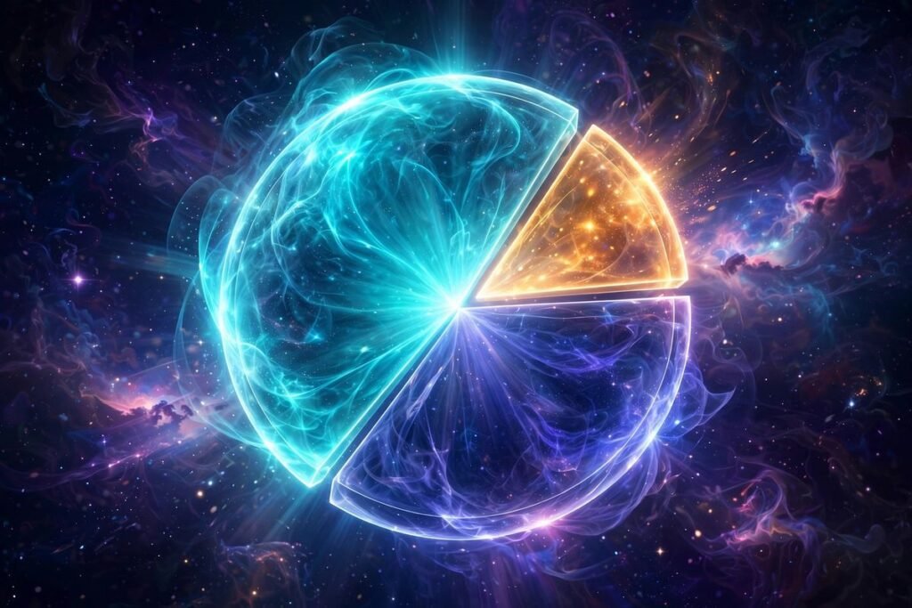 Illustration of the universe's composition dominated by dark energy.