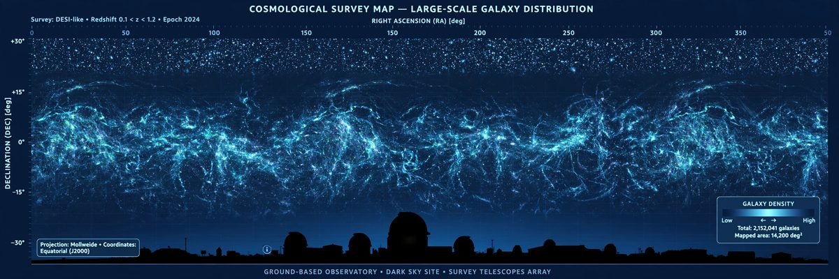 Visualization of a wide-sky galaxy survey mapping millions of galaxies across a large region of the sky.
