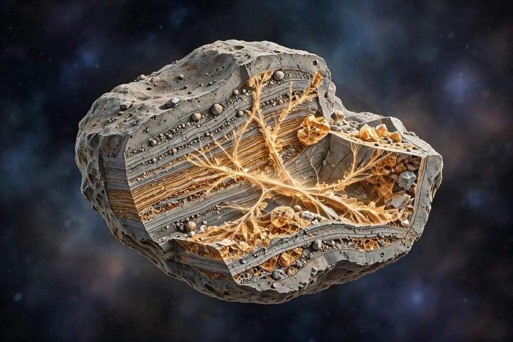 Ancient meteorite fragment revealing how old is the solar system, used to date its age.