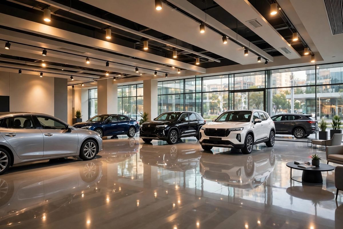 A modern Honda dealership showroom with 2026 models on display.