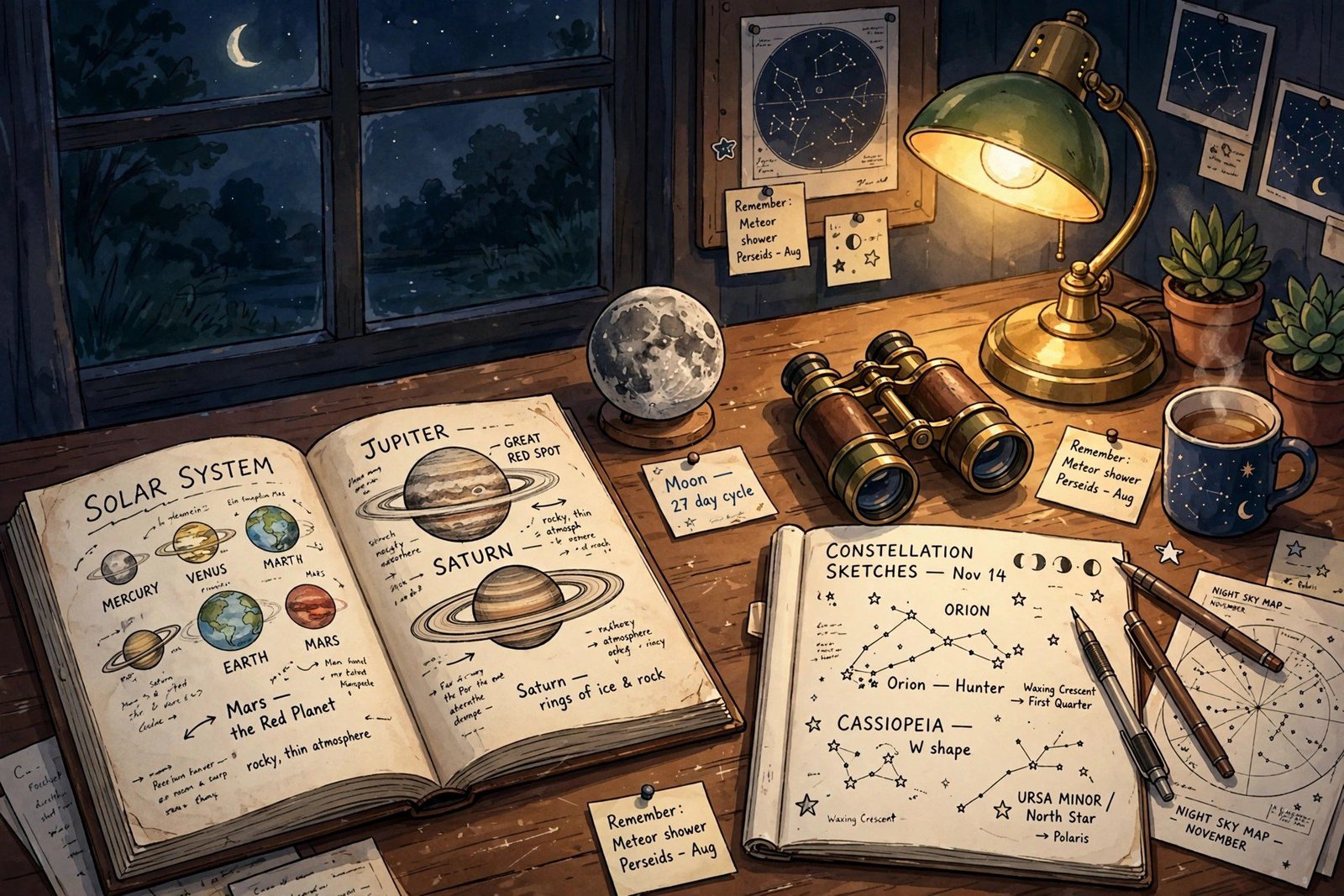 Study corner for learning astronomy