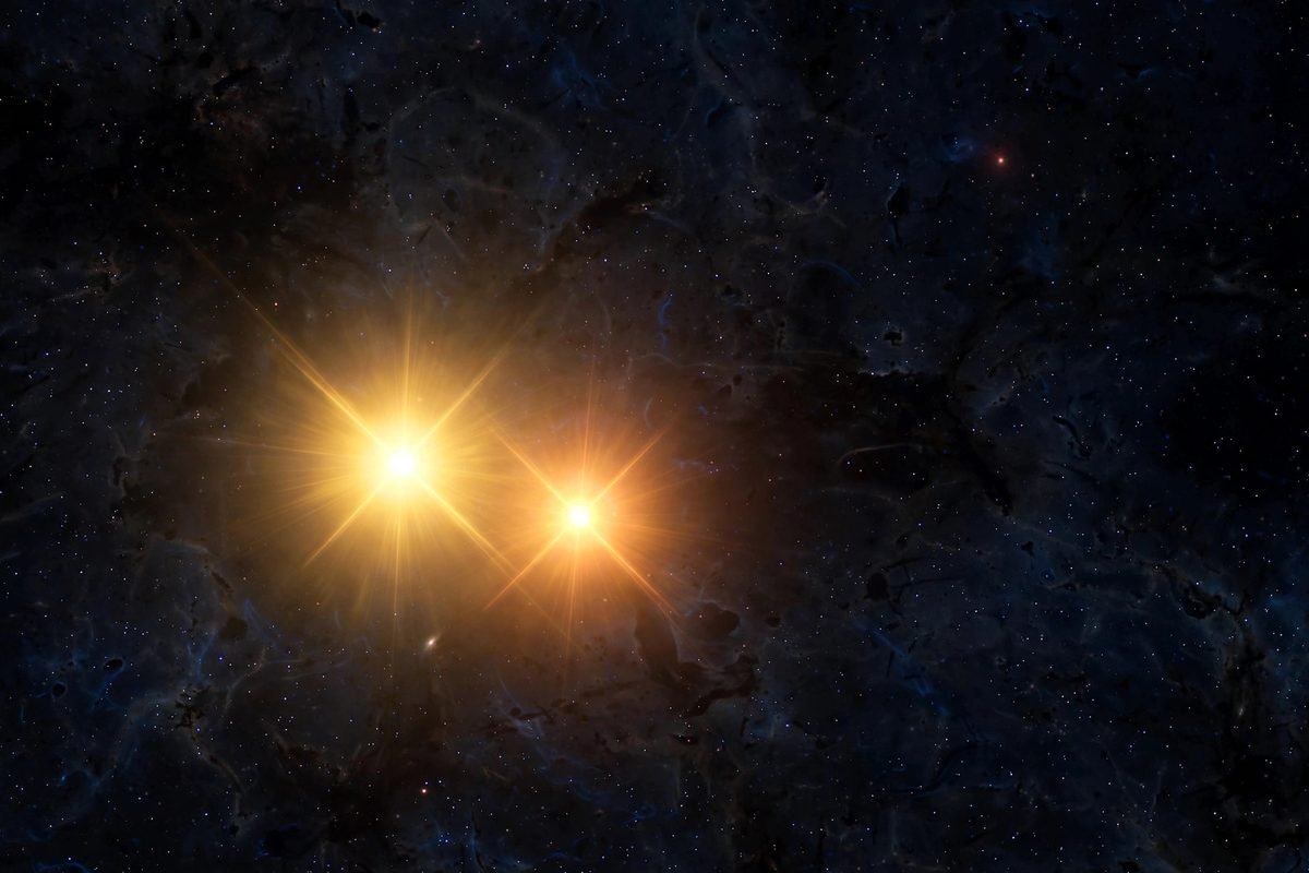 The Alpha Centauri star system in the southern sky, home to the nearest stars beyond the Sun.